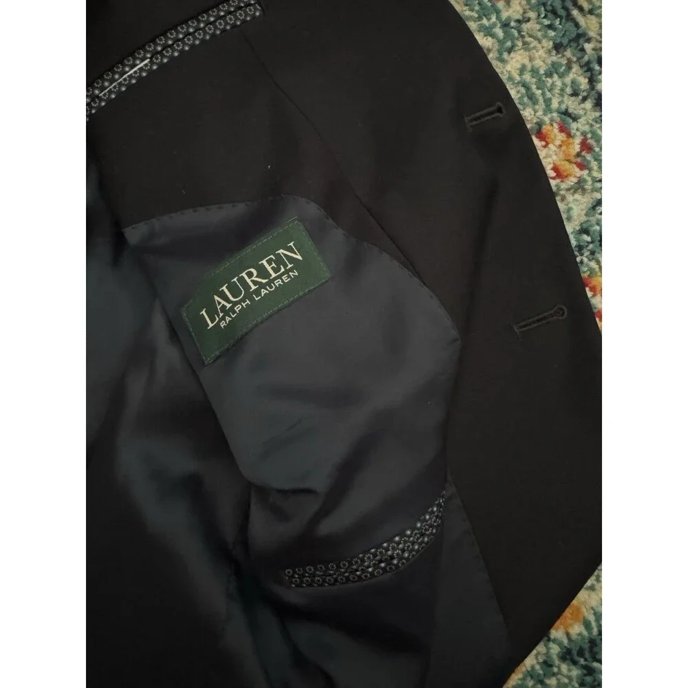 Lauren Ralph Lauren Men’s Navy Blue Blazer Suit Jacket Wool Blend 46S Gold Btn